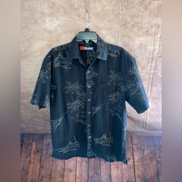 Reel Legends Men’s Hawaiian shirt w/sailfish-size medium-nice shell buttons-EUC - Picture 2 of 6